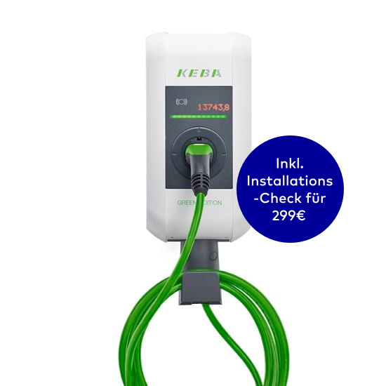 Keba P30 C-Series Green Edition mit Kabel und Kabelhalter und Badge "Inklusive Installationscheck 299 Euro"
